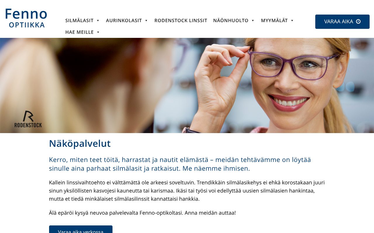 Fenno Optiikan verkkoajanvaraus ja liikehaku