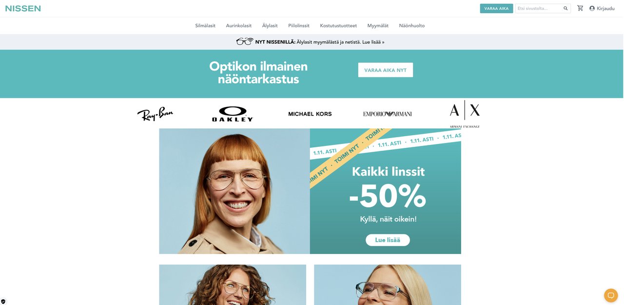 Nissen.fi-sivuston etusivu