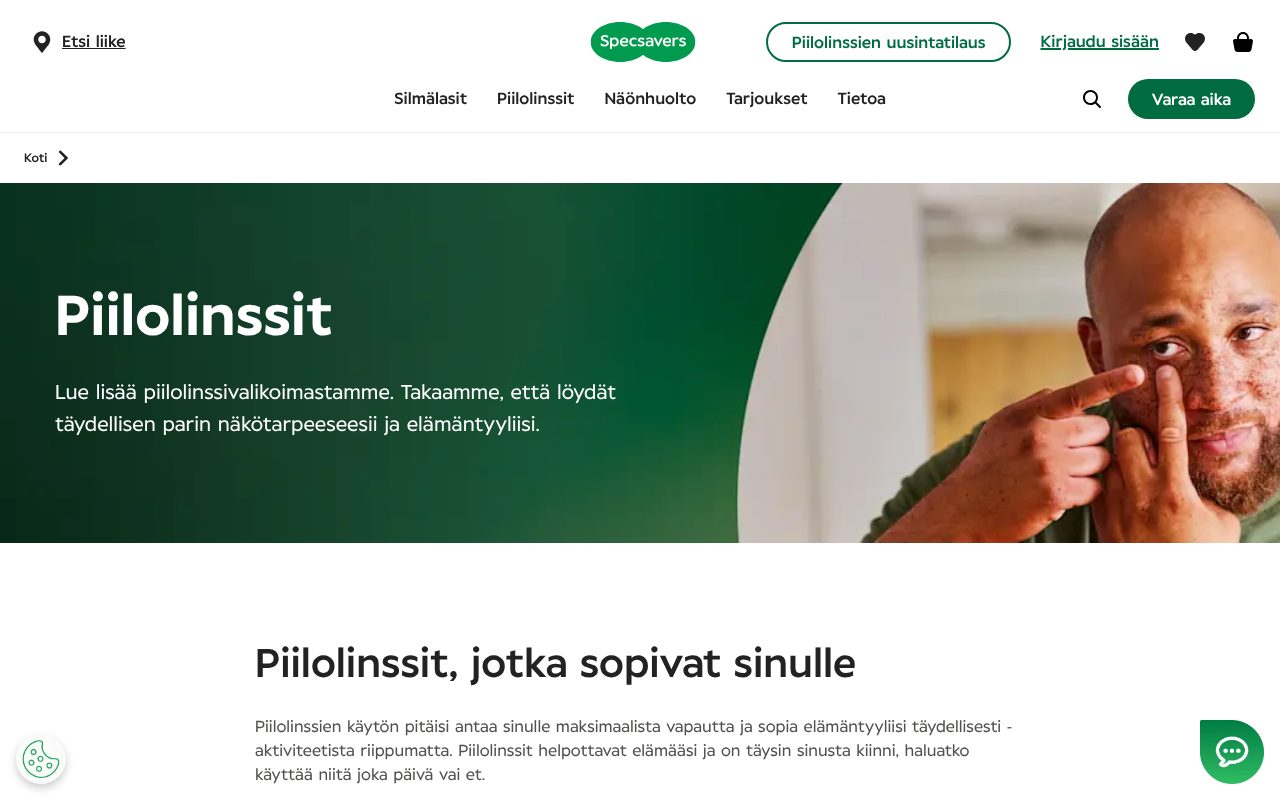 Specsaversin piilolinssiosasto verkossa